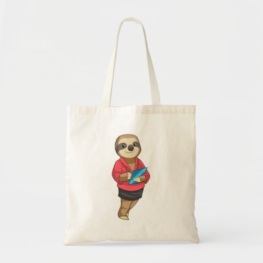 Sloth as Secretary with Notepad Tote Bag (Voorkant)