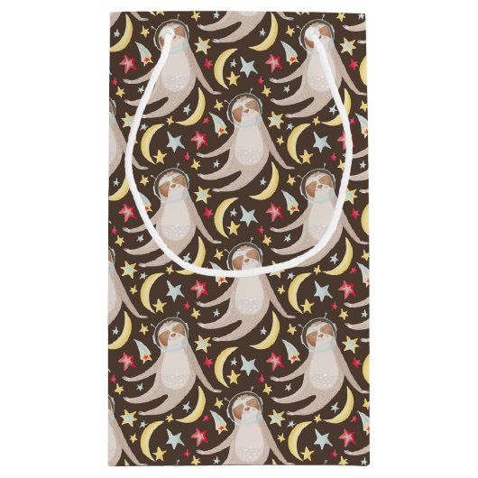 Sloth Astronaut Pattern Klein Cadeauzakje (Achterkant)