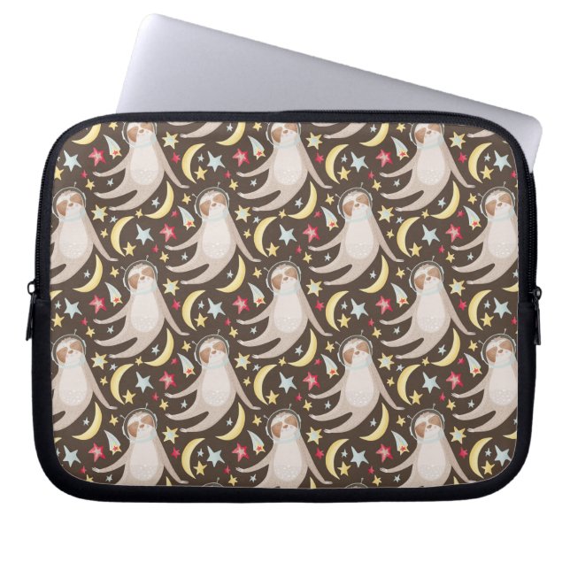 Sloth Astronaut Pattern Laptop Sleeve (Voorkant)