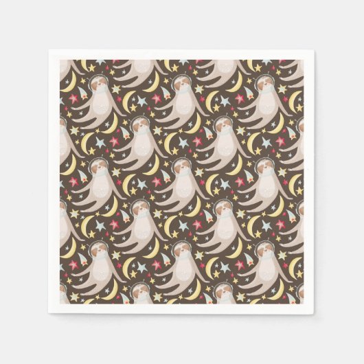 Sloth Astronaut Pattern Servet (Voorkant)