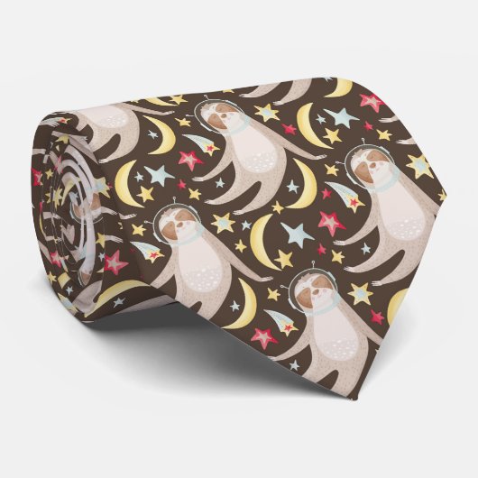 Sloth Astronaut Pattern Stropdas (Opgerold)