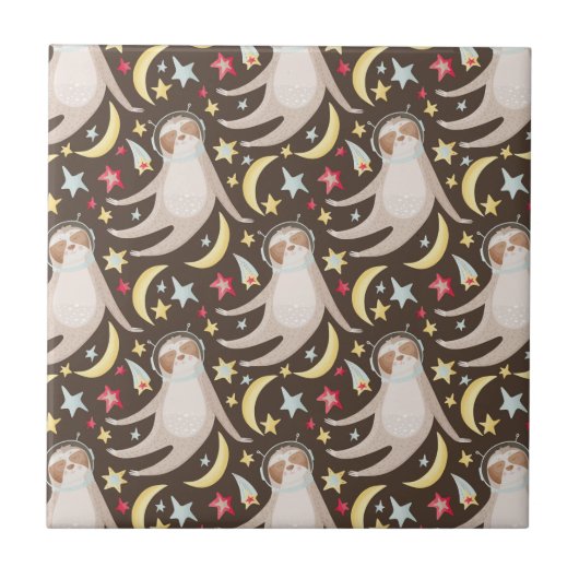 Sloth Astronaut Pattern Tegeltje (Voorkant)