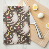 Sloth Astronaut Pattern Theedoek (Quarter Fold)