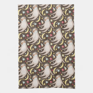 Sloth Astronaut Pattern Theedoek