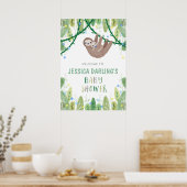 Sloth Baby Bow Stropdas Shower Oerwoud Welkom Poster (Keuken)