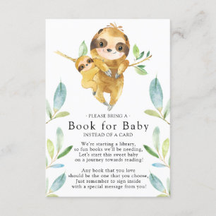 Sloth Baby shower Boek voor Baby Kaart