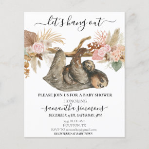 Sloth Baby shower Boho Tropische waterverf