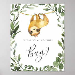 Sloth Baby shower Raad eens wat er in de tas spel Poster