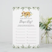 Sloth Baby shower Raad wat er in de luiertas zit (Staand voorkant)