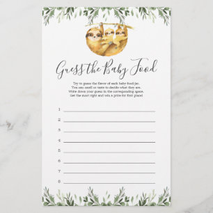 Sloth Baby shower raadt het Baby-voedselspel