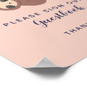 Sloth Baby shower Signer notre livre d'or Rose (Coin)