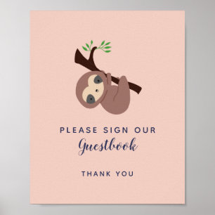 Sloth Baby shower Signer notre livre d'or Rose