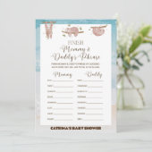 Sloth Baby shower spel - bewerkbare naam, 5x7 Kaart (Staand voorkant)