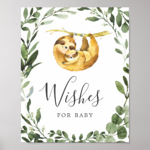Sloth Baby shower wensen voor Baby sign Poster