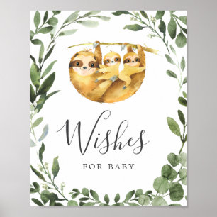 Sloth Baby shower wensen voor Baby sign Poster