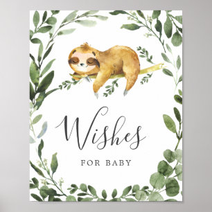 Sloth Baby shower wensen voor Baby sign Poster