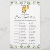 Sloth Baby shower Zwangerschap Hoe lief het is spe (Voorkant)