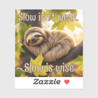 Sloth Baby Sleeping in Tree Slow Is Wise Quote