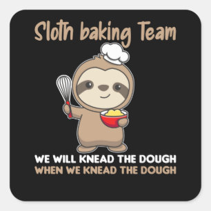 Sloth Baking Team Funny Sloths Bake Cake Vierkante Sticker