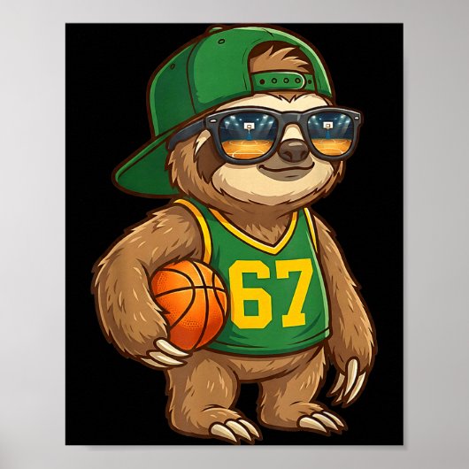 Sloth Basketball 67 Gen Alpha Slang Srts Men Boys  Poster (Voorkant)