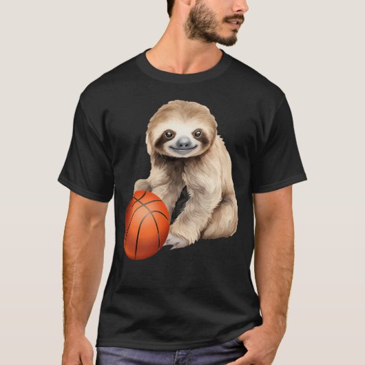 Sloth Basketball Funny Sloth Holding Basketball SL T-shirt (Voorkant)
