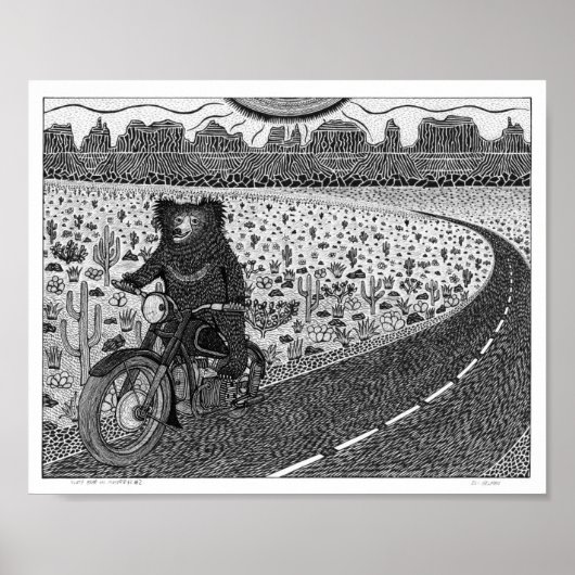 Sloth Bear sur Motorbike #2 Poster (Devant)