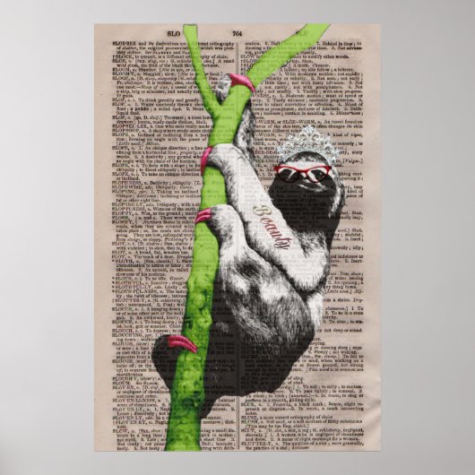 Sloth Beauty Queen Poster (Voorkant)