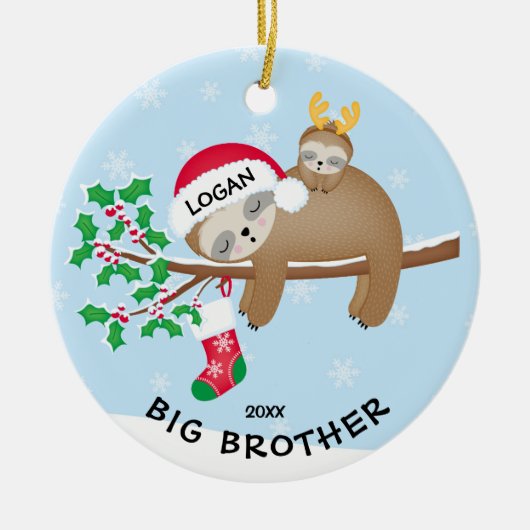 Sloth Big Brother kerstversiering Keramisch Ornament (Voorkant)