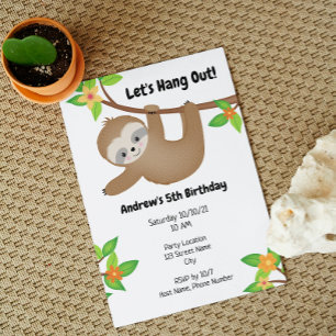 Sloth Birthday Invitation
