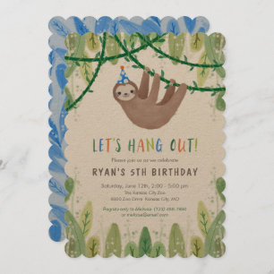 Sloth Birthday Party in Blue and White Kaart