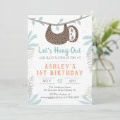 Sloth Birthday Party Invitation (Debout devant)