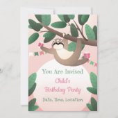 Sloth Birthday Party Invitation (Devant)