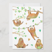 Sloth Birthday Party Invitation Kaart (Achterkant)