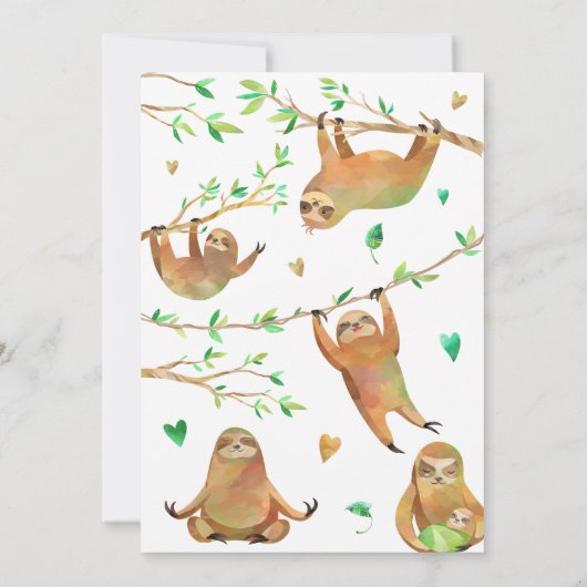 Sloth Birthday Party Invitation Kaart (Achterkant)