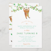 Sloth Birthday Party Invitation Kaart (Voorkant / Achterkant)