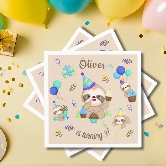 Sloth Birthday Party Servet