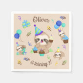 Sloth Birthday Party Servet (Voorkant)