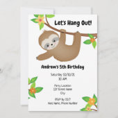 Sloth Birthday Uitnodiging (Voorkant)