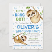 Sloth Birthday Uitnodiging | Slote uitnodiging (Voorkant)