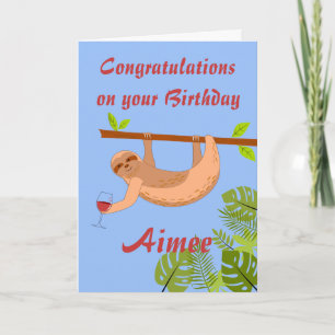Sloth BirthdayFélicitations Carte de voeux pliée