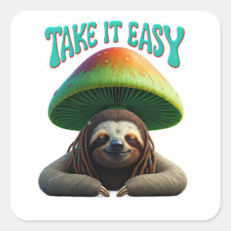 Sloth Boho Hippie gepersonaliseerde Hippie Vierkante Sticker