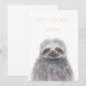 sloth Bonne carte de voeux d'anniversaire (Devant / Derrière)