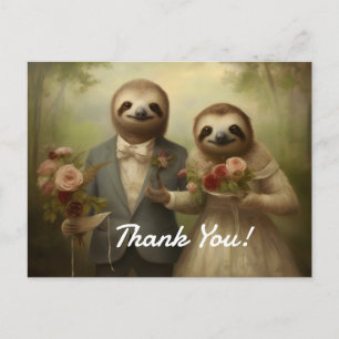 Sloth Bride et Groom Merci Cartes