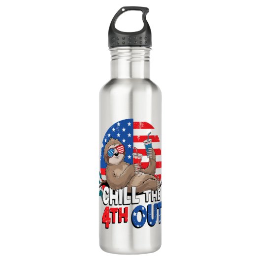 Sloth Chill the 4th out Patriotic USA Waterfles (Voorkant)