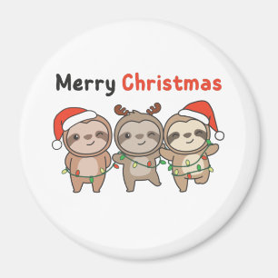 Sloth Christmas mignonne Slots Joyeux Aimant Noël