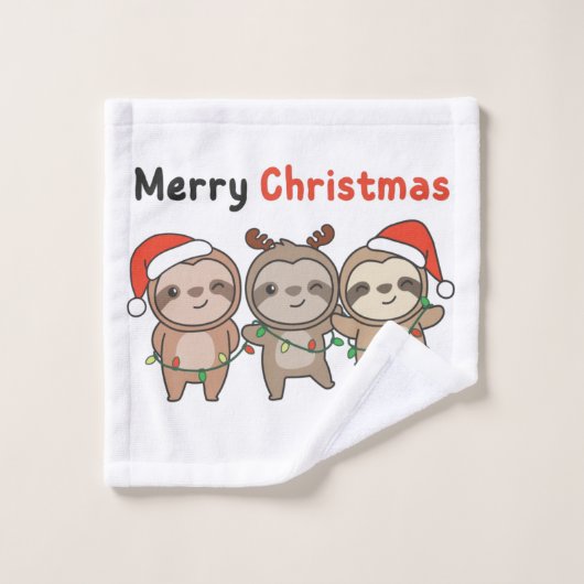 Sloth Christmas mignonne Slots Joyeux Noël (Gant de toilette)