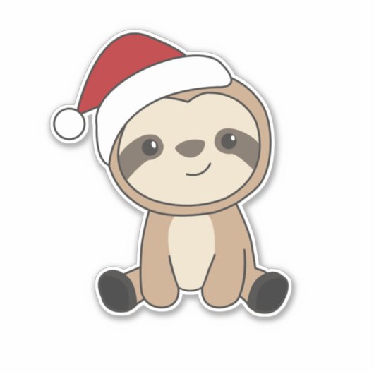 Sloth Christmas Snow Winter Animals Sloths Classic Sticker (Voorkant)