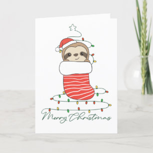 Sloth Christmas Snow Winter Animals Sloths Coffee Feestdagen Kaart