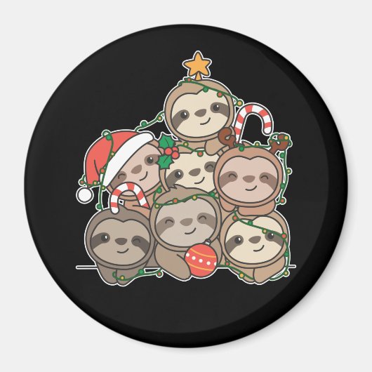 Sloth Christmas Tree Drôle Animal Christmas Magnet (Devant)
