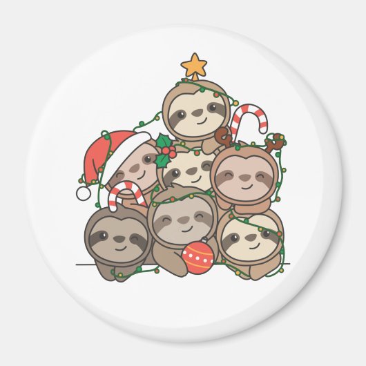 Sloth Christmas Tree Drôle Animal Christmas Magnet (Devant)
